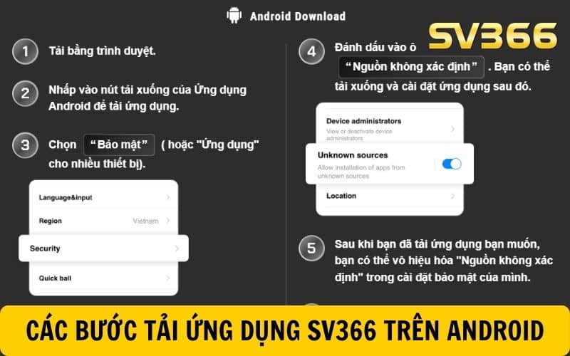 Các bước tải ứng dụng SV366 trên Android